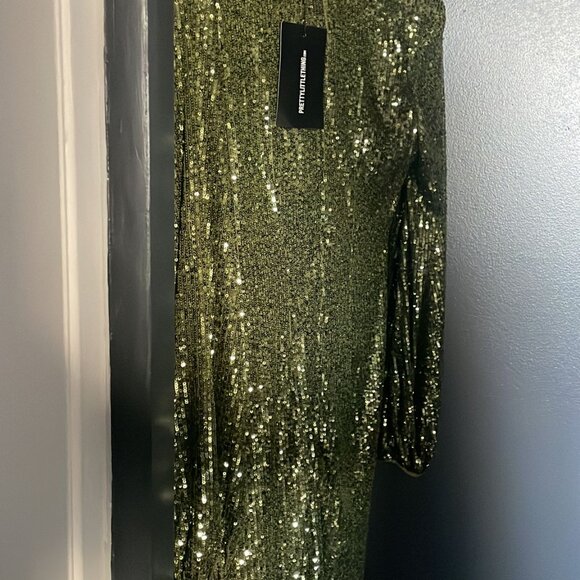 Holiday Dress! Olive Green Sparkle Queen - Picture 4 of 5